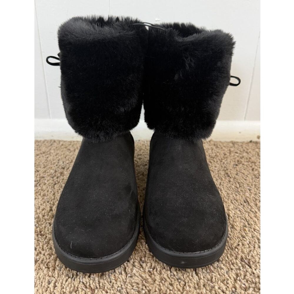 NEW GBG Los Angeles Faux Fur Winter Ankle Boots 10 Black Cozy Slip On Boots - Picture 2 of 6